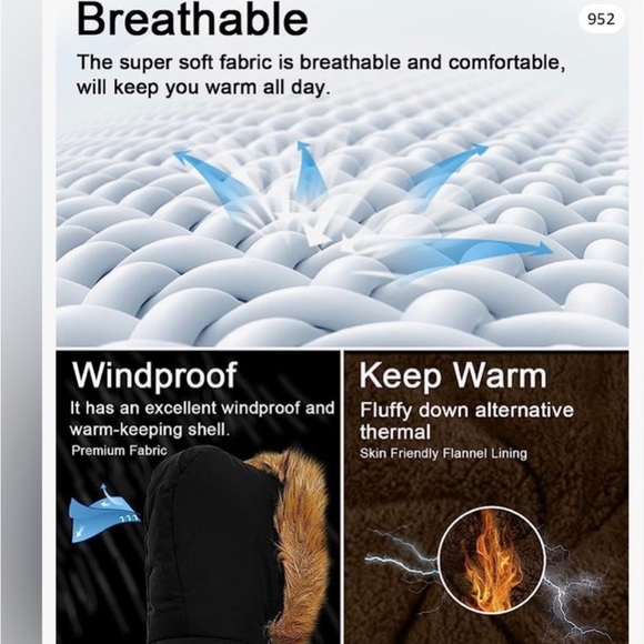 CHERFLY WINTER FLEECE LINED With Faux FUR TRIM HOOD PUFFER COAT JACKET BLACK MED - Picture 6 of 8